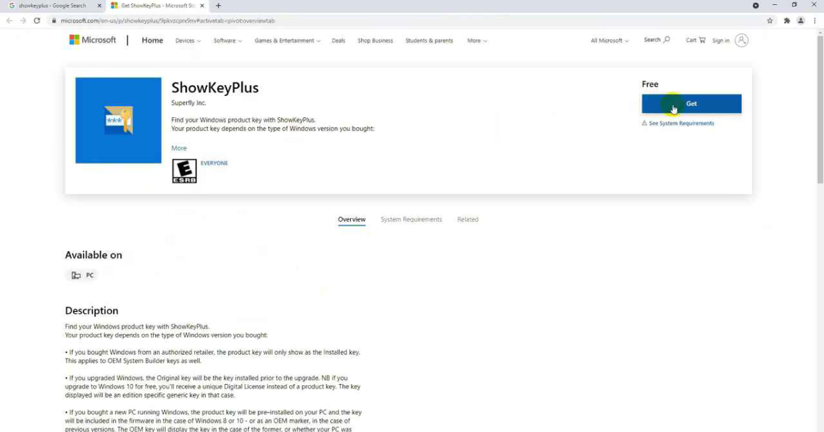Show key Plus
