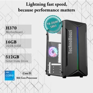Intel Core i5 – 8th Gen Processor/AsRock H370 DDR4 Motherboard/16GB DDR4 RAM/512GB Storage/USB Wi-Fi